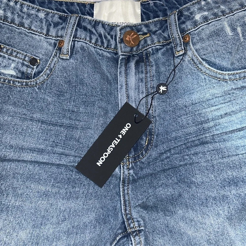 NWT ONE TEASPOON Jacksons Mid Waist Wide Leg Denim Shorts - Pacifica size 25